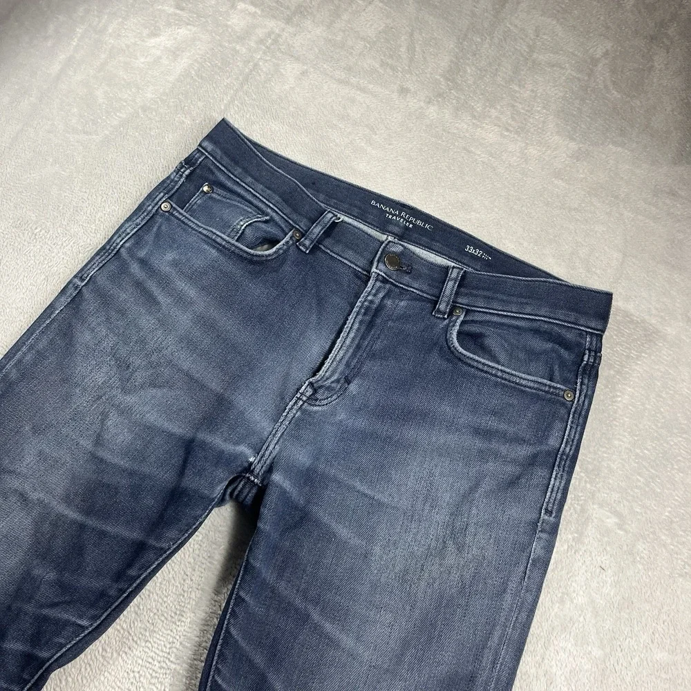 Banana‎ Republic Travelers Jeans Navy Blue Denim Mens 33x31* Pants Slim Fit